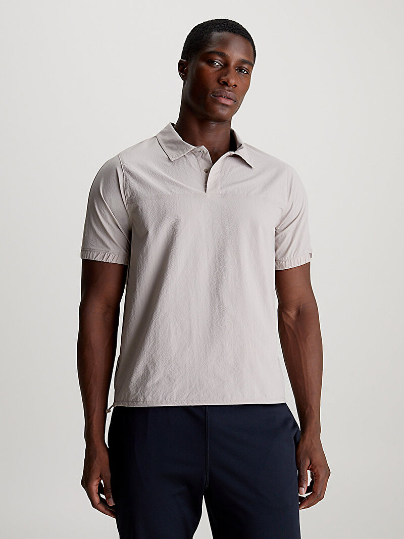 Calvin Klein Bej Renkli Erkek Woven Polo T-Shirt
