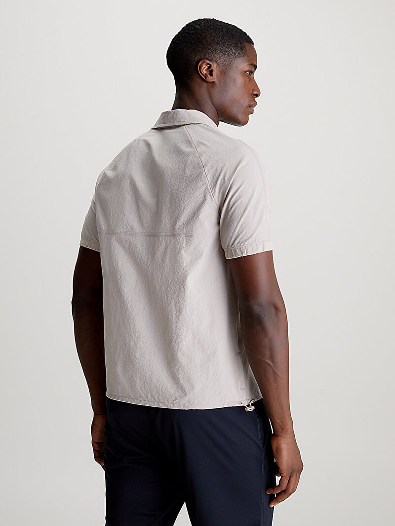 Calvin Klein Bej Renkli Erkek Woven Polo T-Shirt