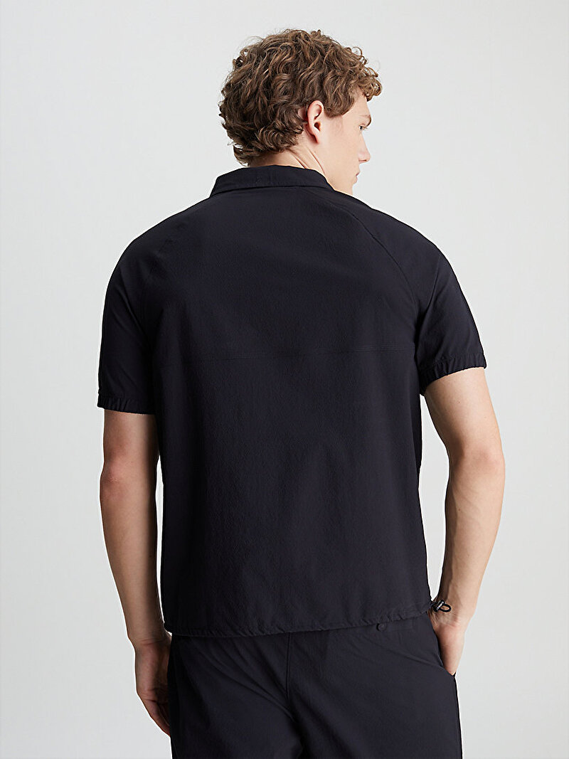 Calvin Klein Siyah Renkli Erkek Woven Polo T-Shirt