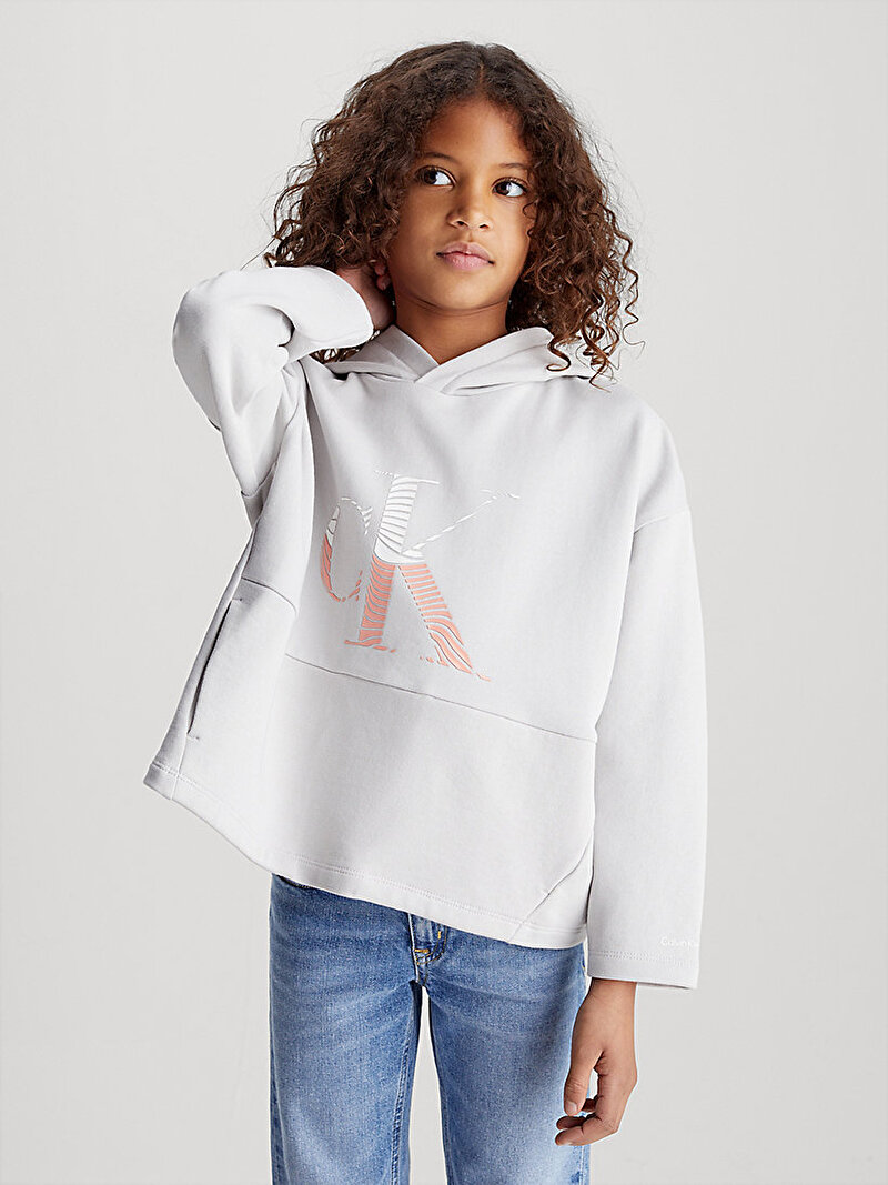 Calvin Klein Bej Renkli Erkek Çocuk Monogram Sweatshirt
