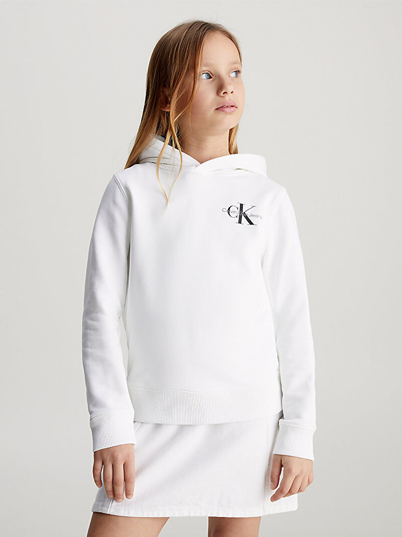 Calvin Klein Beyaz Renkli Erkek Çocuk Small Monogram Sweatshirt