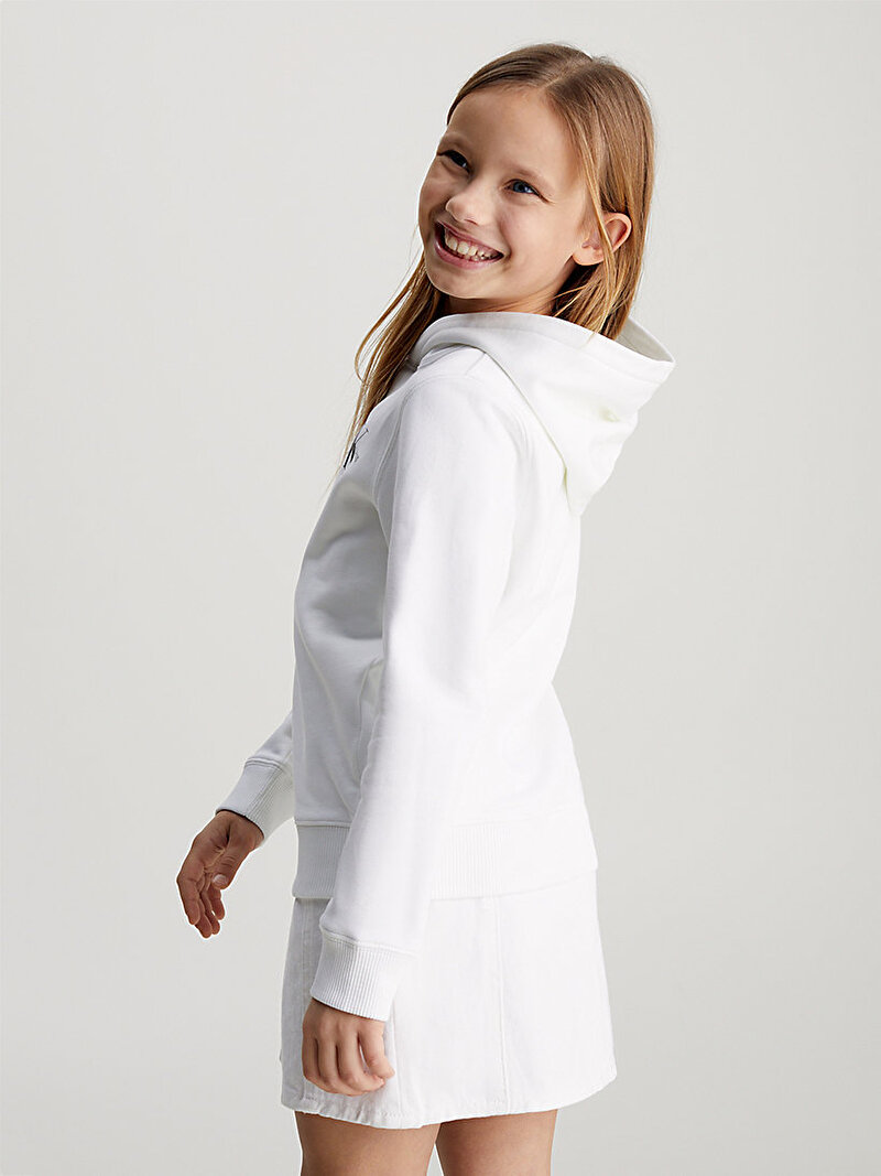 Calvin Klein Beyaz Renkli Erkek Çocuk Small Monogram Sweatshirt