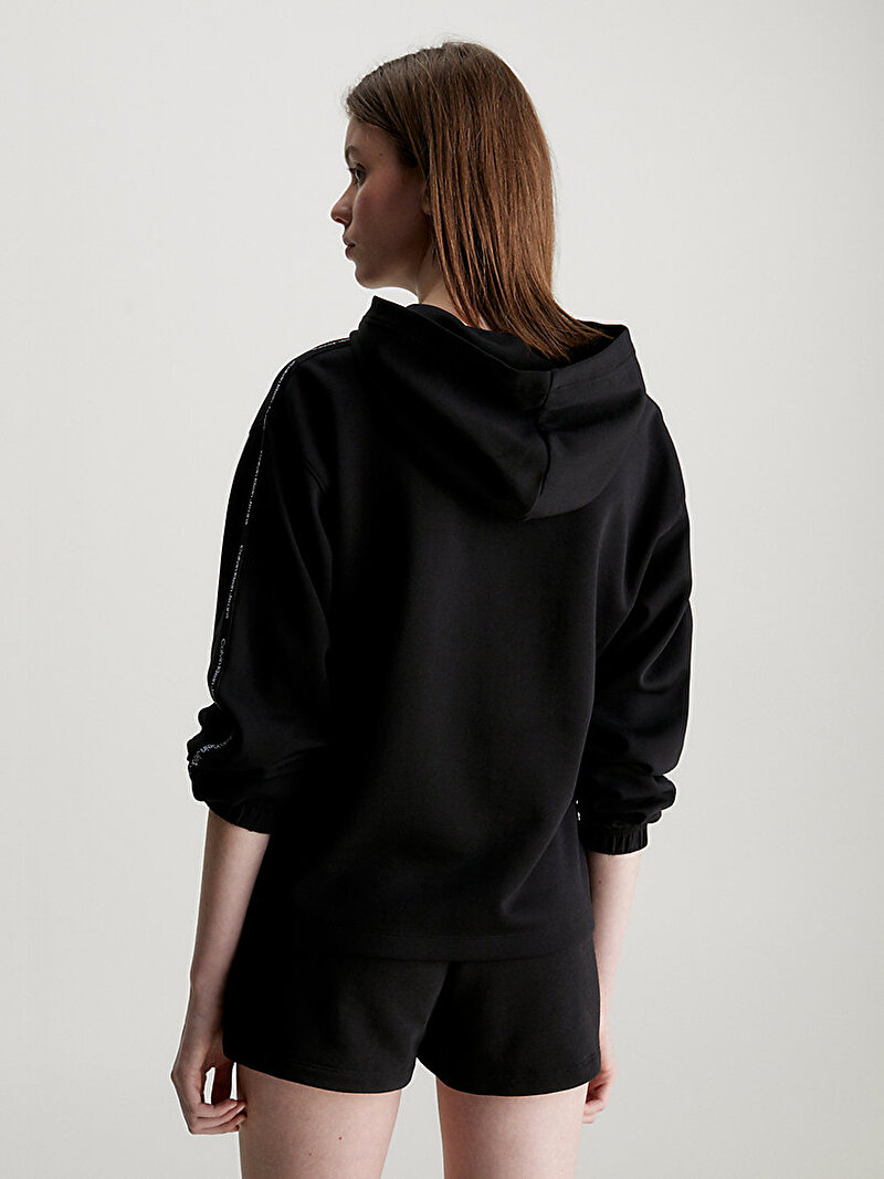 Calvin Klein Siyah Renkli Kadın Logo Elastic Hoodie Sweatshirt