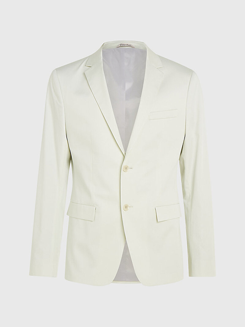 Calvin Klein Beyaz Renkli Erkek Stretch Sateen Blazer Ceket
