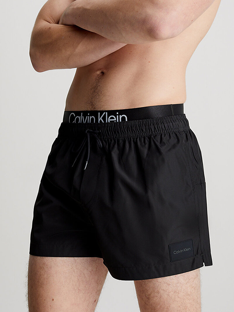 Calvin Klein Siyah Renkli Erkek Short Double Waistband Deniz Şortu