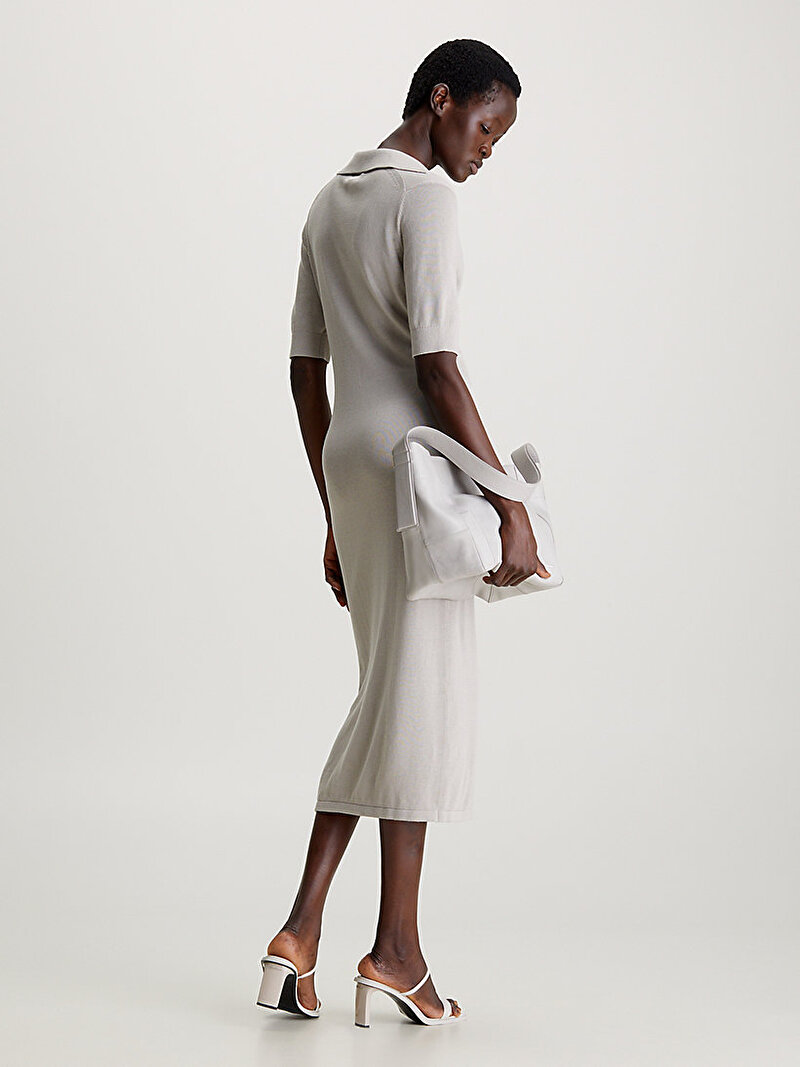 Calvin Klein Bej Renkli Kadın Cotton Silk Elbise