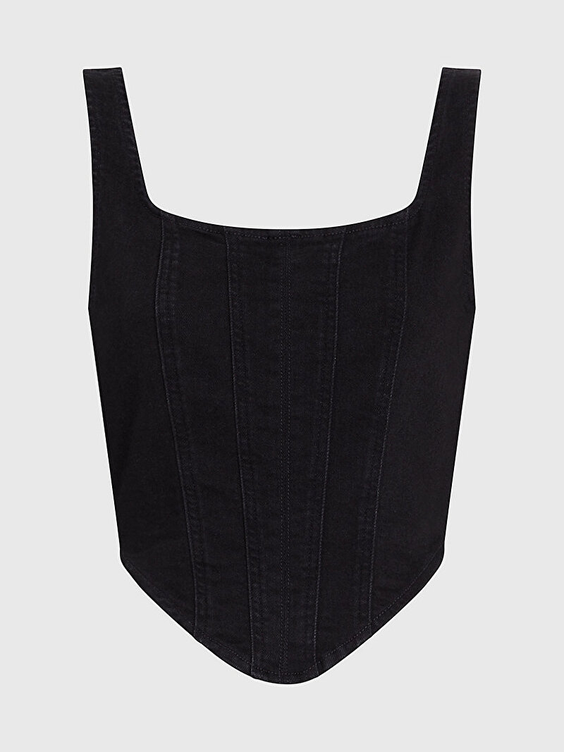 Calvin Klein Siyah Renkli Kadın Seaming Denim Bluz