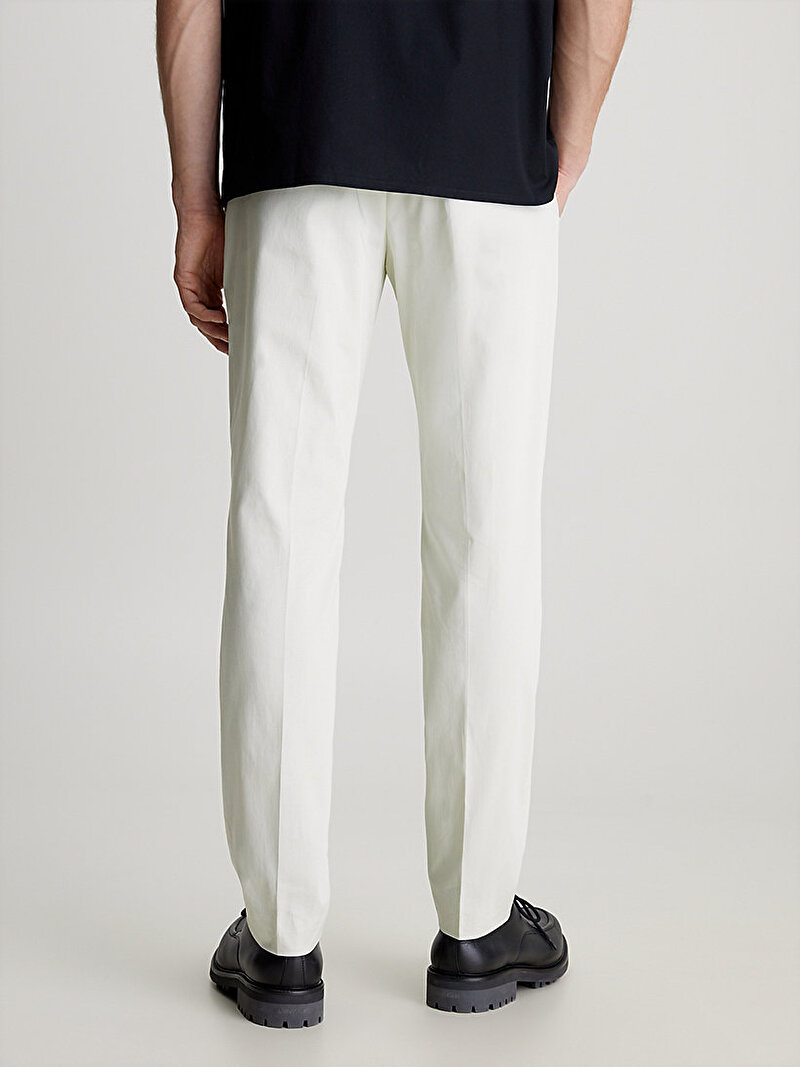 Calvin Klein Beyaz Renkli Erkek Stretch Sateen Slim Tailored Pantolon