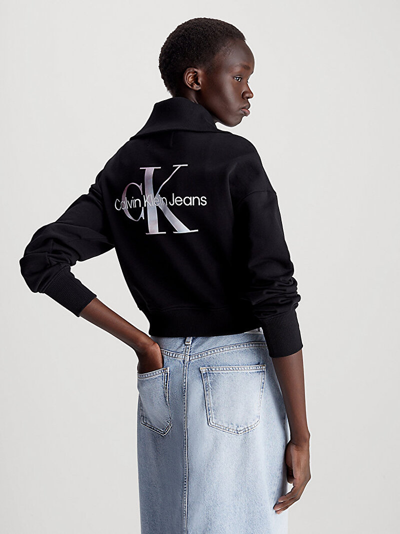 Calvin Klein Siyah Renkli Kadın Diffused Monologo Sweatshirt