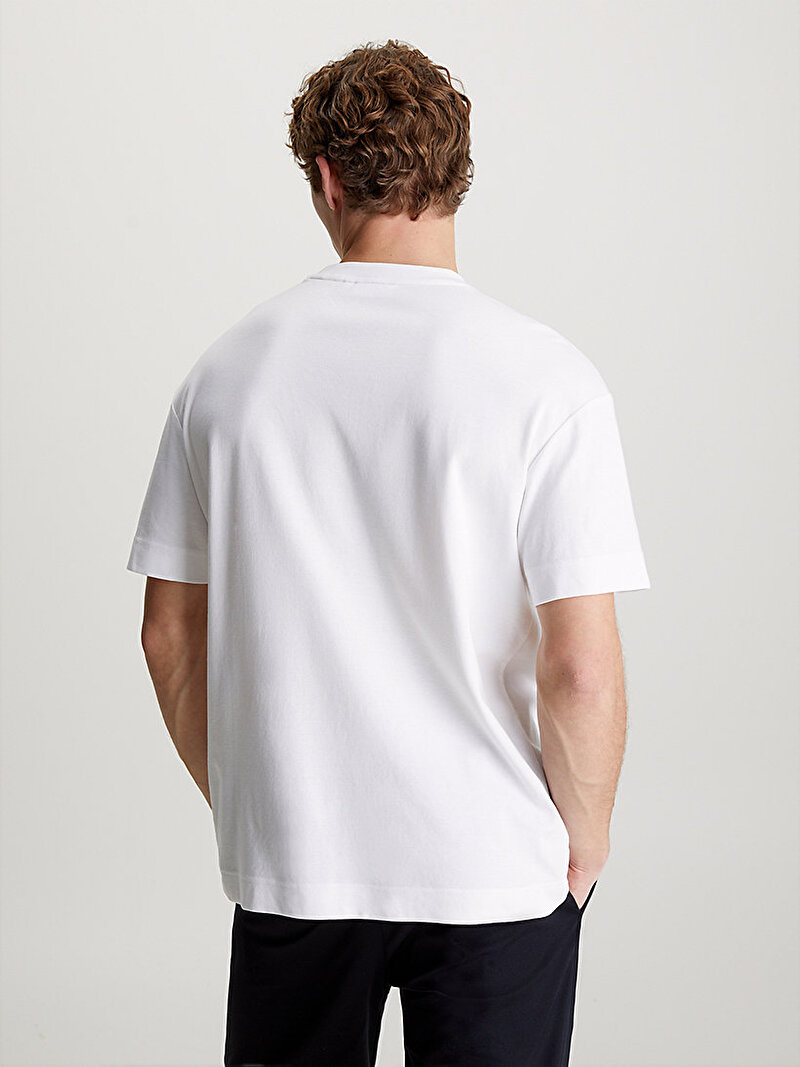 Calvin Klein Beyaz Renkli Erkek Nano Logo Interlock T-Shirt