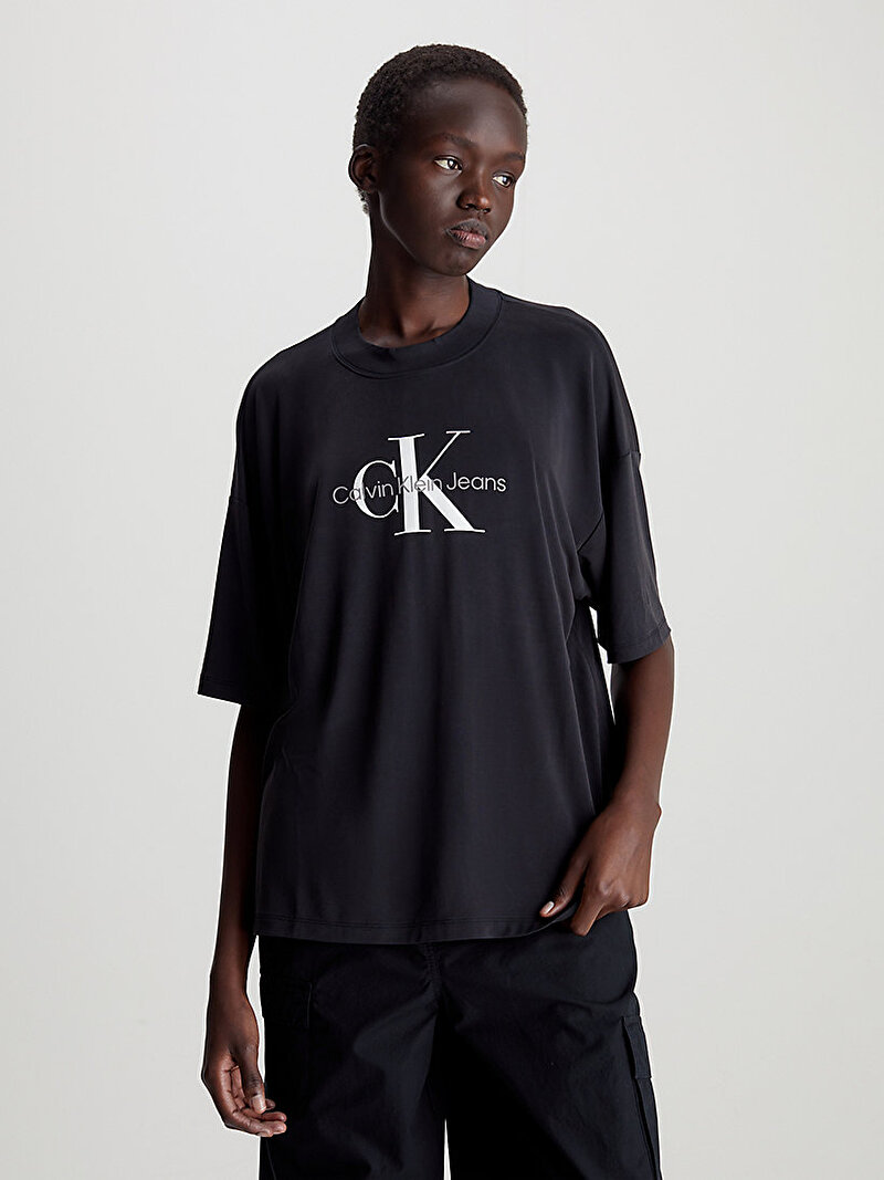 Calvin Klein Siyah Renkli Kadın Monologo Modal T-Shirt