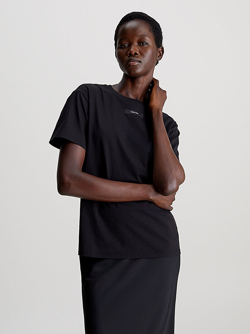 Calvin Klein Siyah Renkli Kadın Micro Logo T-Shirt