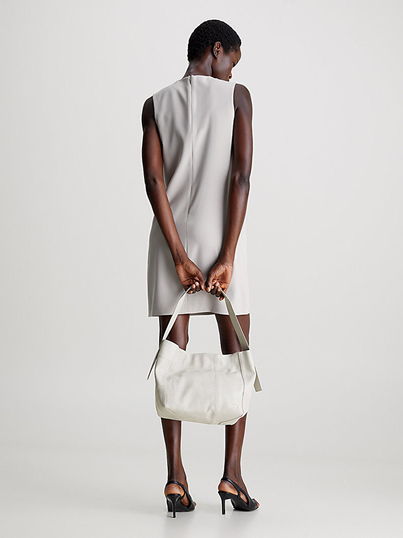Calvin Klein Bej Renkli Kadın Texture Block Medium Çanta