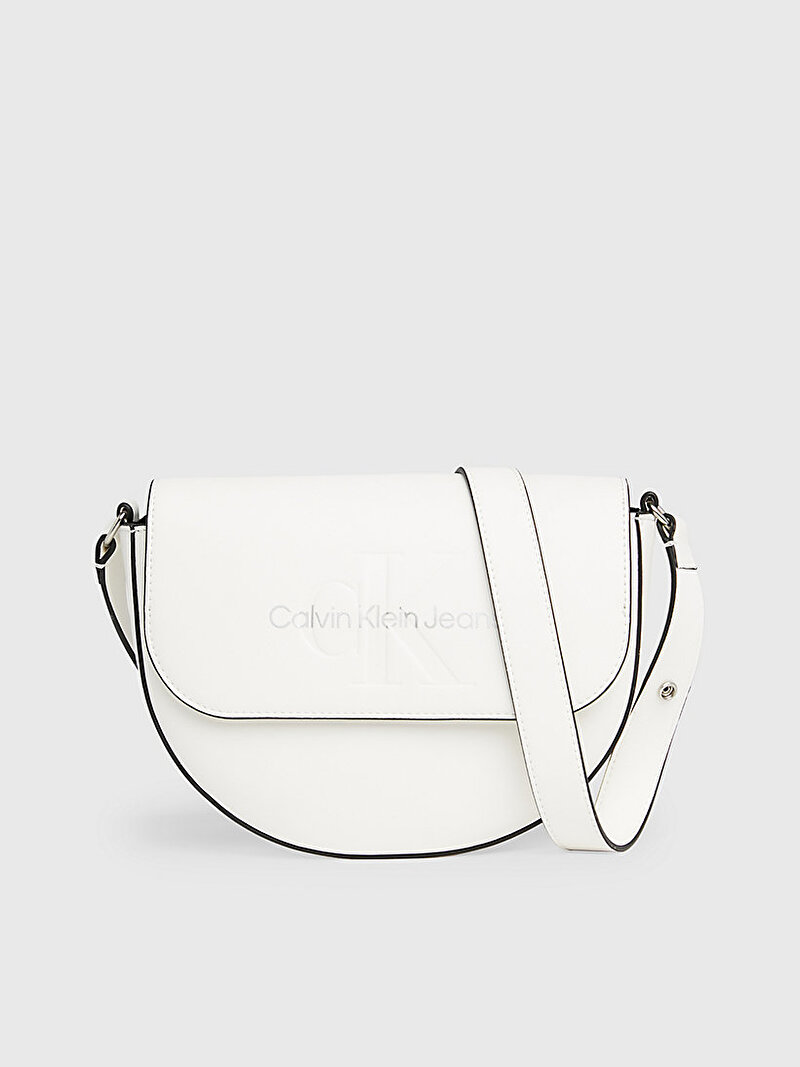 Calvin Klein Beyaz Renkli Kadın Sculpted Saddle Çanta