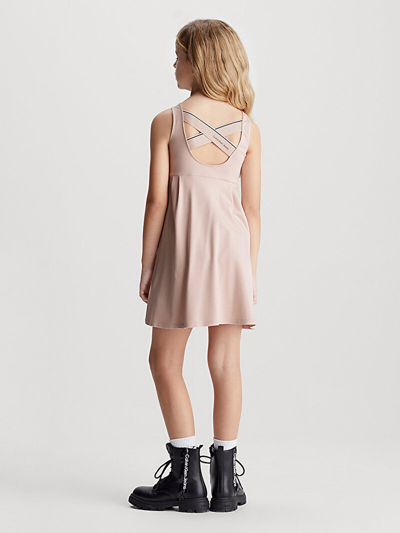 Calvin Klein Pembe Renkli Kız Çocuk Back Logo Tape Elbise