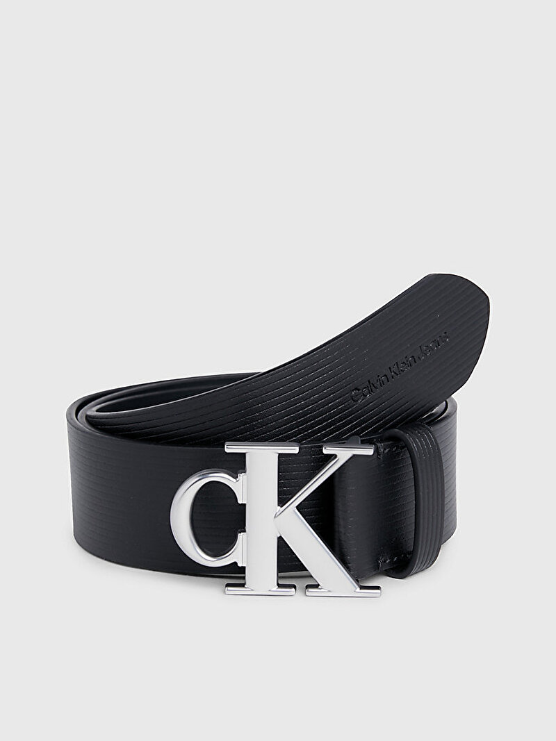 Calvin Klein Siyah Renkli Erkek Round Mono Plaque Kemer