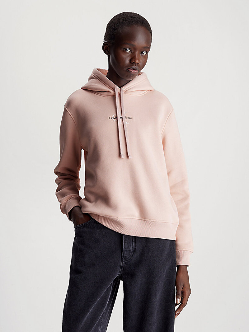 Calvin Klein Pembe Renkli Kadın Monologo Regular Hoodie Sweatshirt