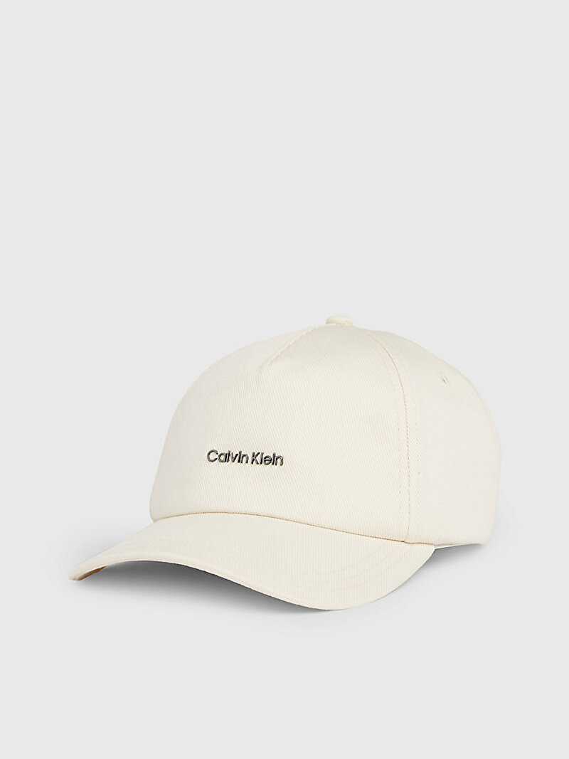 Calvin Klein Ekru Renkli Kadın Metal Lettering Şapka