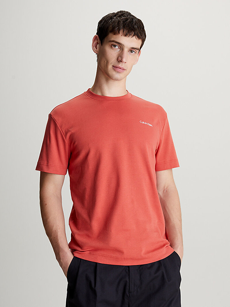 Calvin Klein Kırmızı Renkli Erkek Micro Logo Interlock T-Shirt