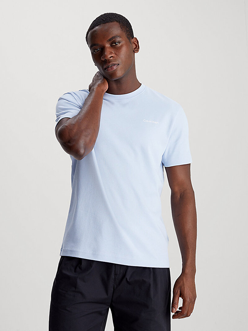 Calvin Klein Mavi Renkli Erkek Micro Logo Interlock T-Shirt