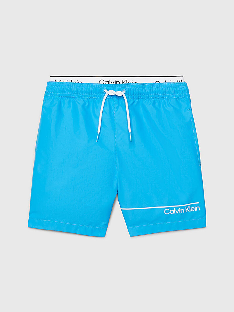 Calvin Klein Mavi Renkli Erkek Çocuk Medium Double Waistband Deniz Şortu