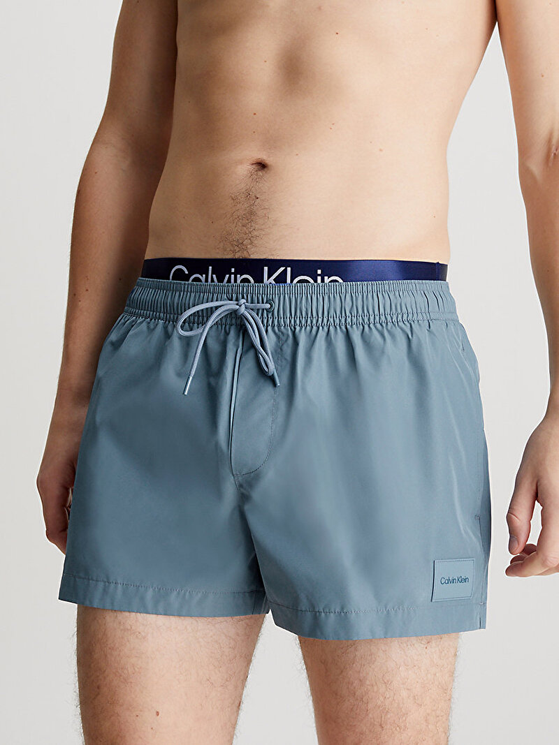 Calvin Klein Mavi Renkli Erkek Short Double Waistband Deniz Şortu