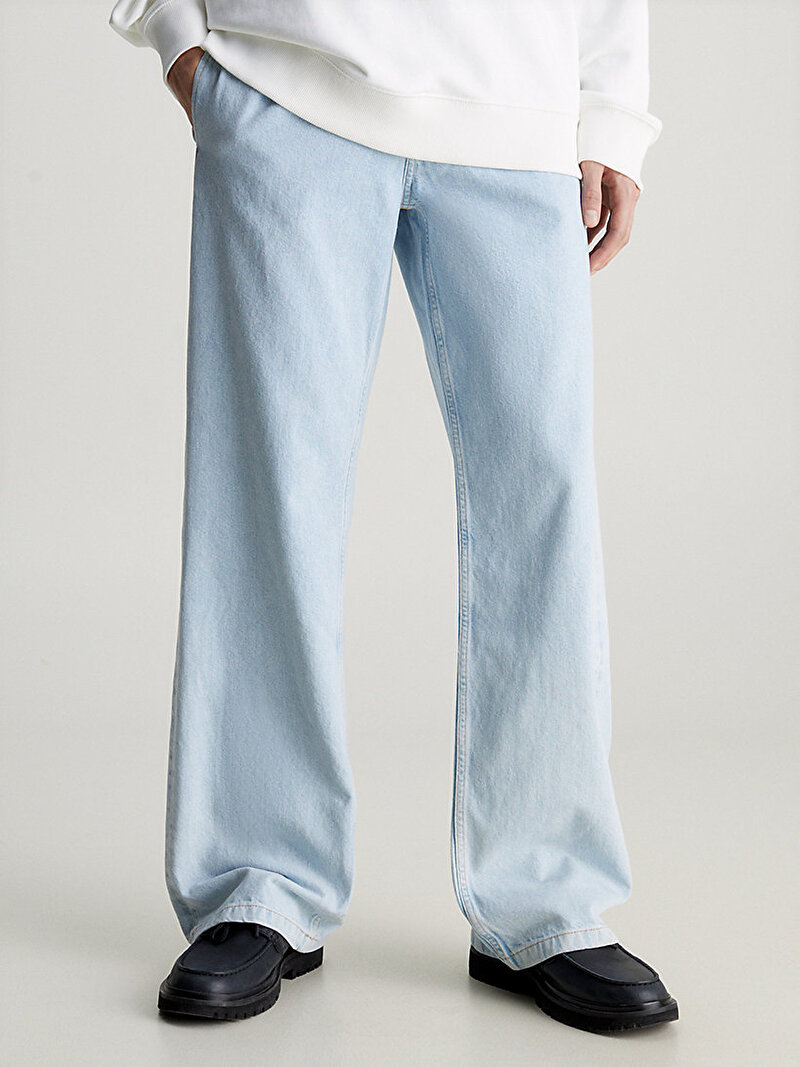Calvin Klein Mavi Renkli Erkek 90's Loose Pleated Jean Pantolon