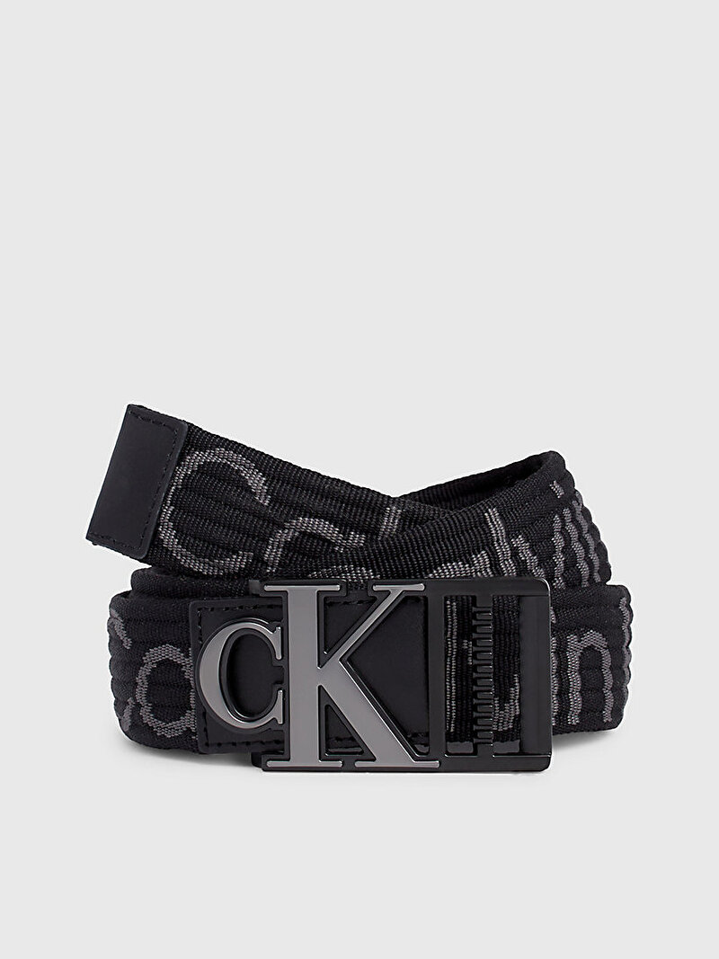 Calvin Klein Siyah Renkli Erkek Monogram Slider Kemer