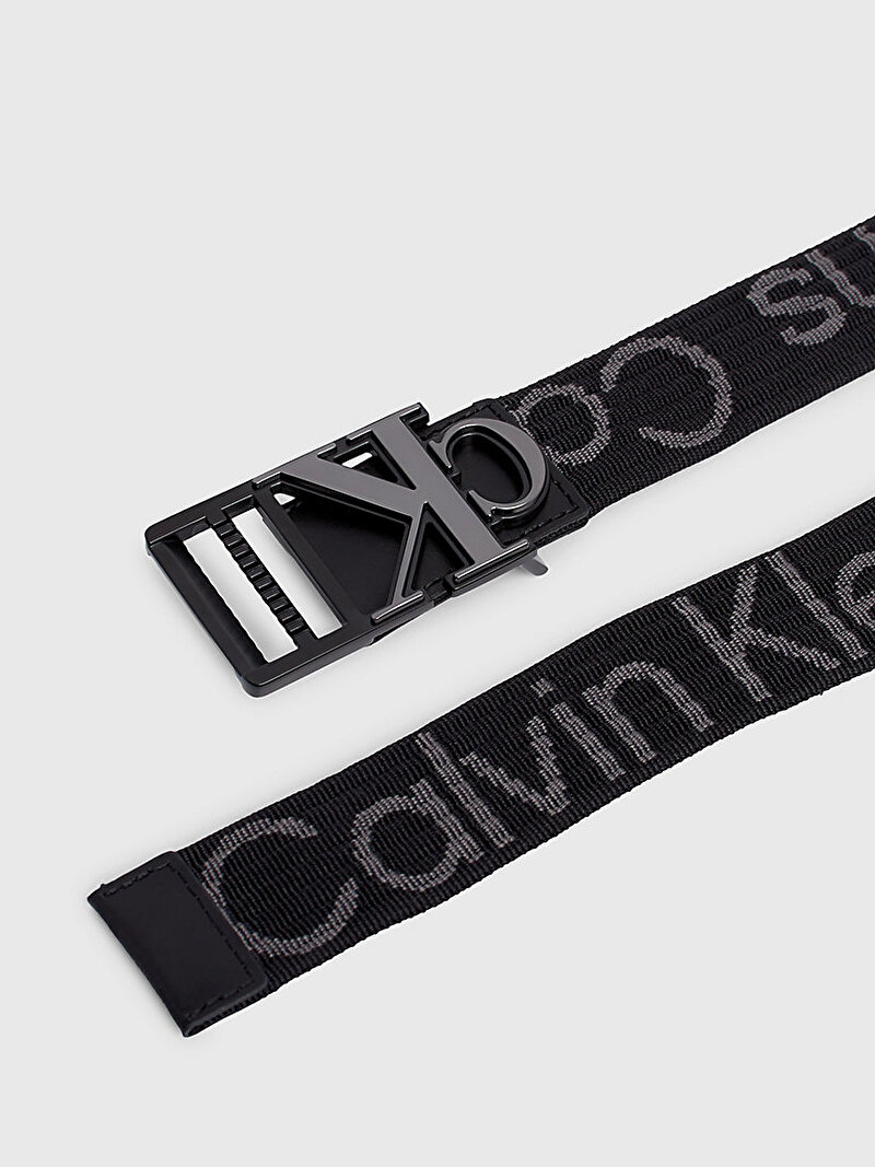Calvin Klein Siyah Renkli Erkek Monogram Slider Kemer