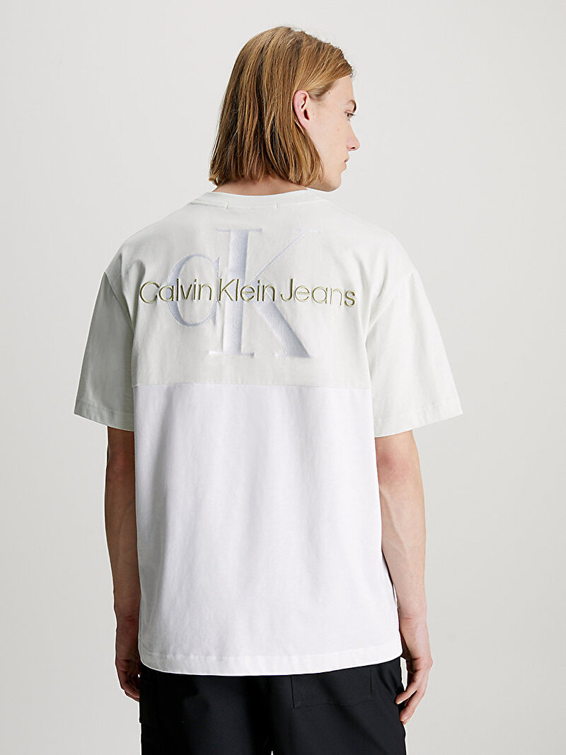 Calvin Klein Beyaz Renkli Erkek Colorblock T-Shirt
