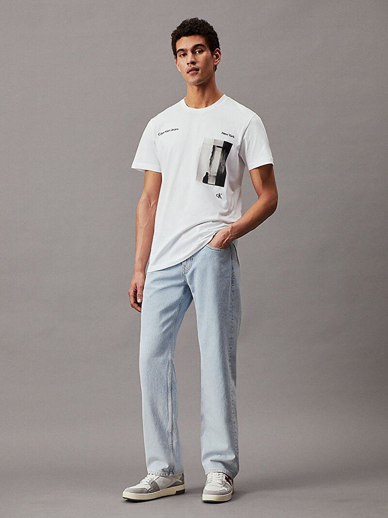 Calvin Klein Beyaz Renkli Erkek Serenity Multi Graph T-Shirt