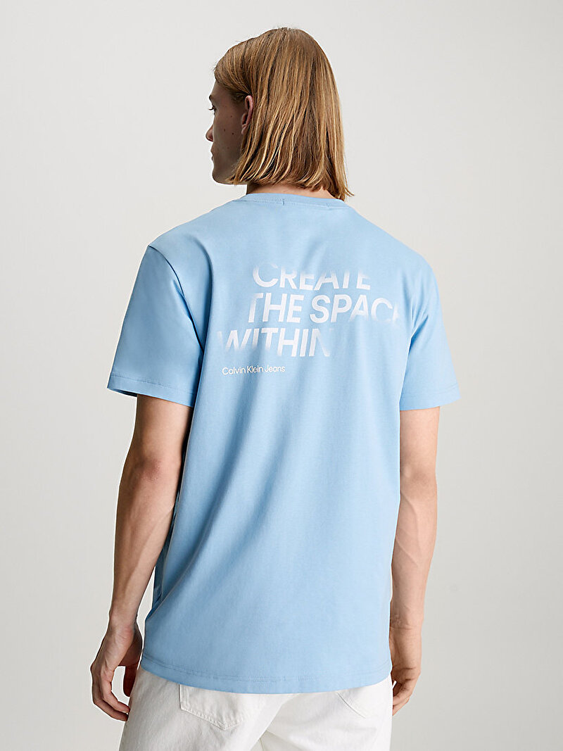 Calvin Klein Mavi Renkli Erkek Slogan T-Shirt