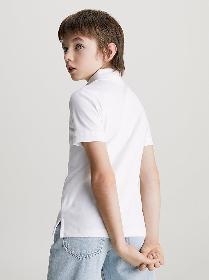 Calvin Klein Beyaz Renkli Erkek Çocuk Clean Cutlines Polo T-Shirt