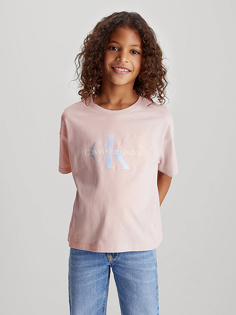 Calvin Klein Pembe Renkli Kız Çocuk Serenity Monogram T-Shirt