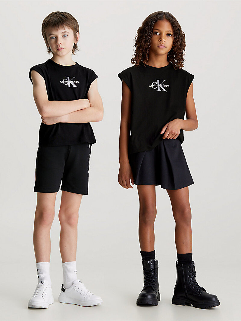 Calvin Klein Siyah Renkli Çocuk Unisex Monologo T-Shirt