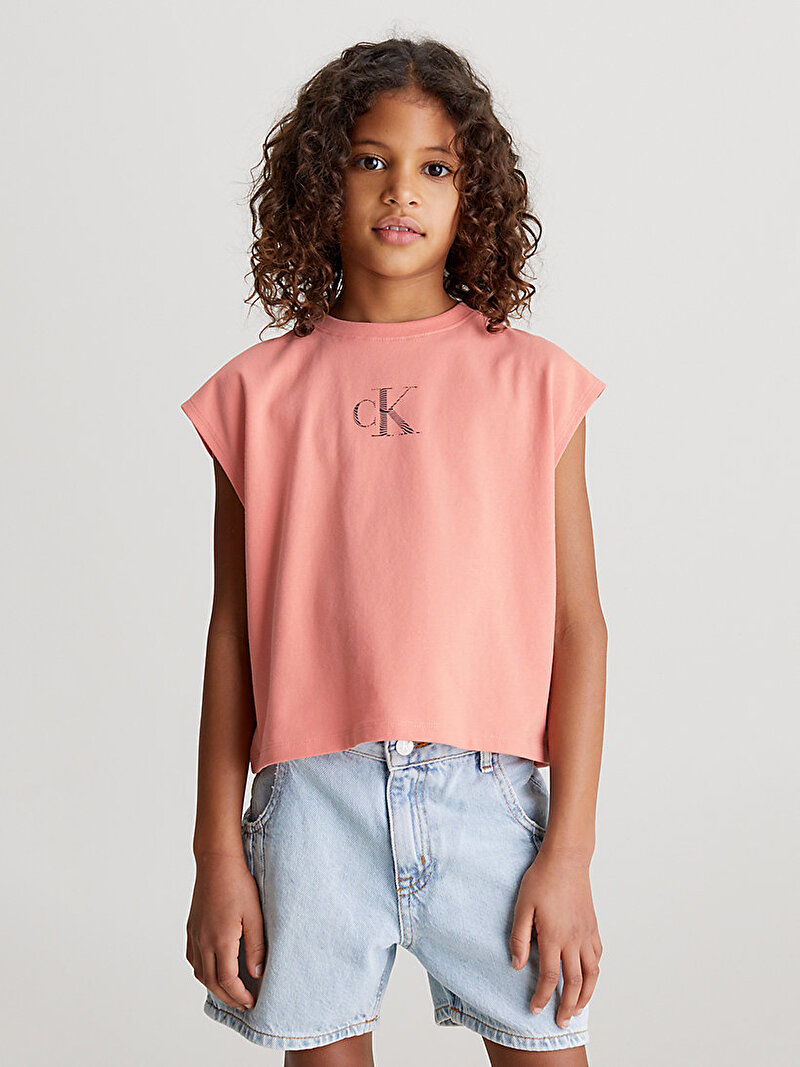 Kız Çocuk Iridescent Ck Logo T-Shirt