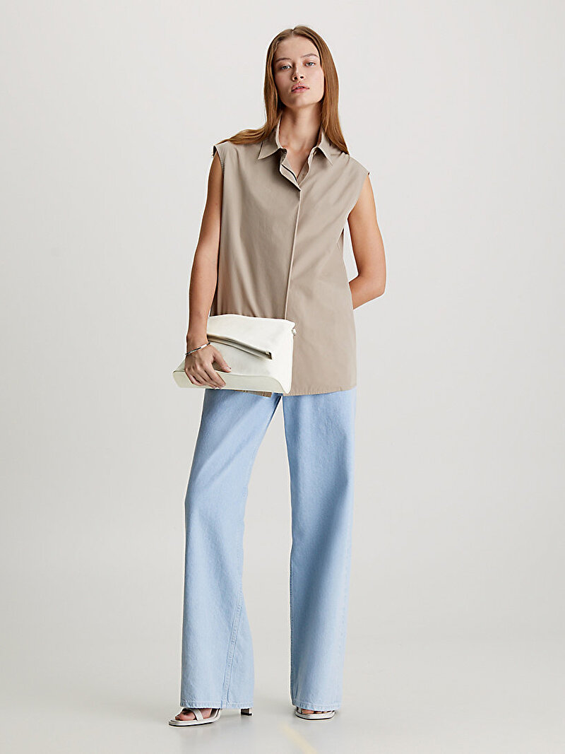 Calvin Klein Ekru Renkli Kadın Ck Fold Shoulder Çanta