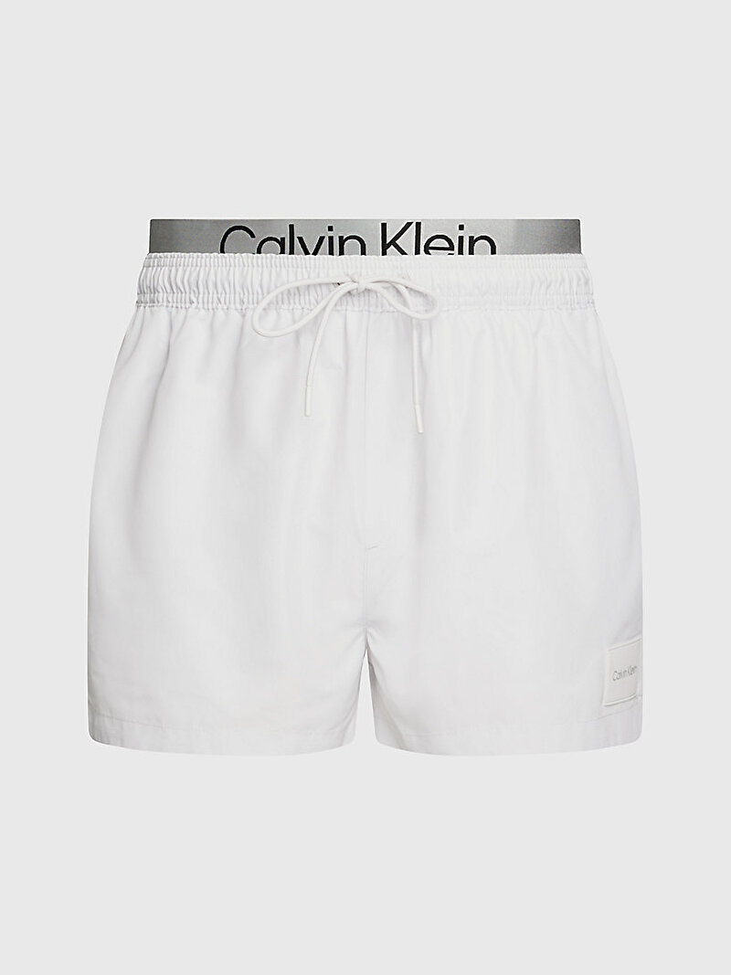 Calvin Klein Beyaz Renkli Erkek Short Double Waistband Deniz Şortu