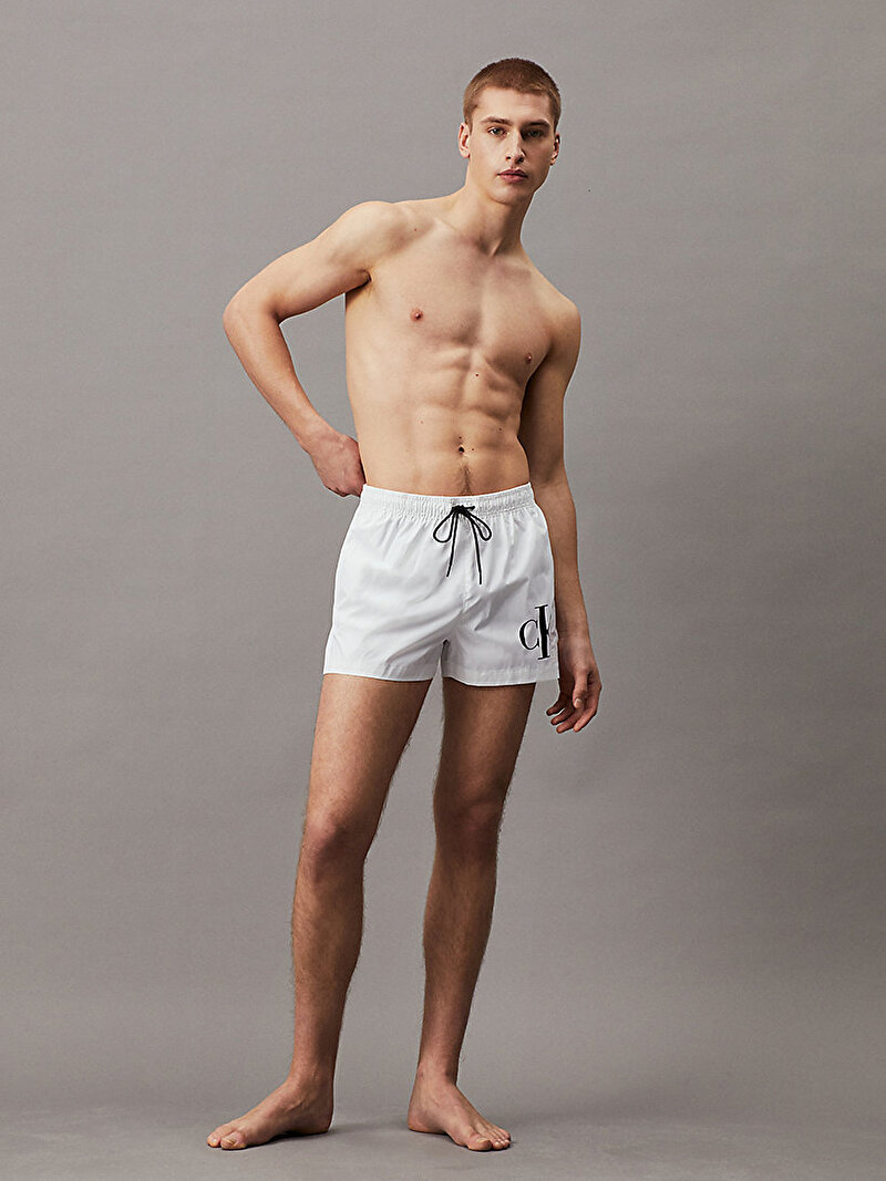 Calvin Klein Beyaz Renkli Erkek Short Drawstring Deniz Şortu