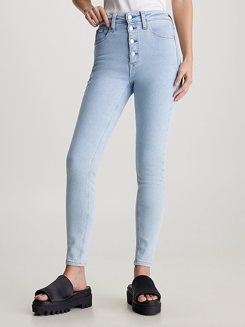 Calvin Klein Mavi Renkli Kadın Yüksek Bel Süper Skinny Jean Pantolon