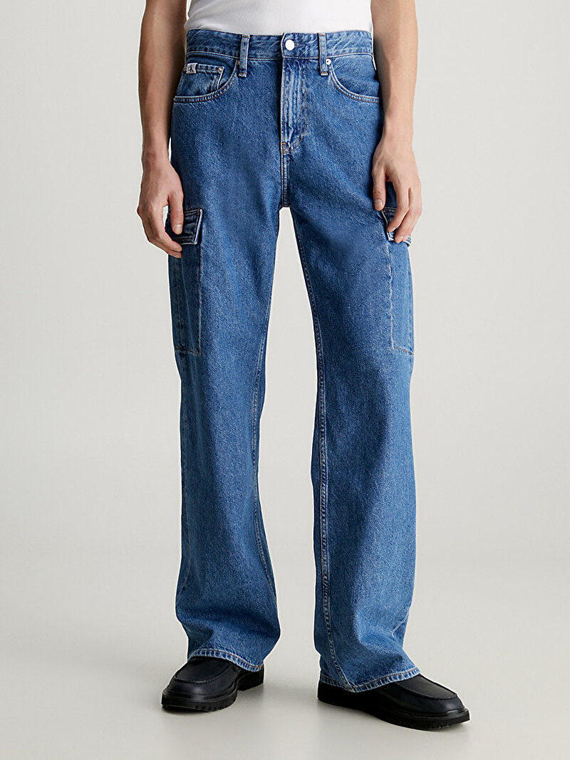 Calvin Klein Mavi Renkli Erkek 90's Loose Cargo Jean Pantolon