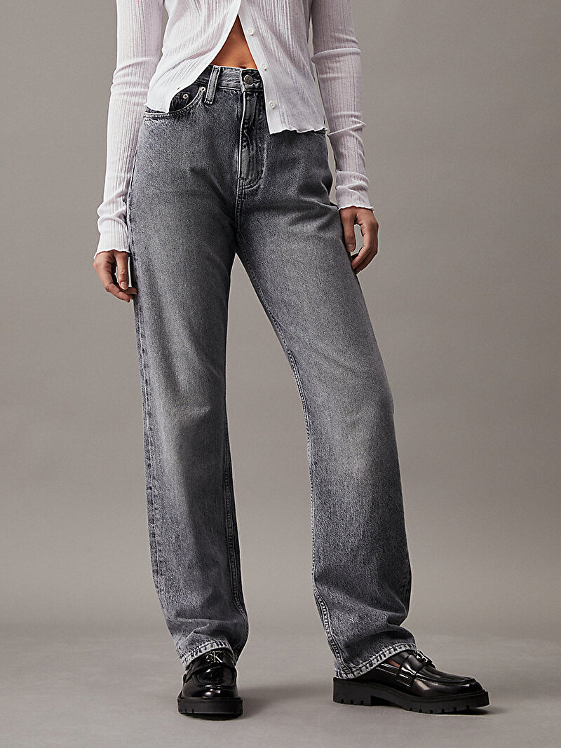 Calvin Klein Gri Renkli Kadın Yüksek Bel Straight Jean Pantolon