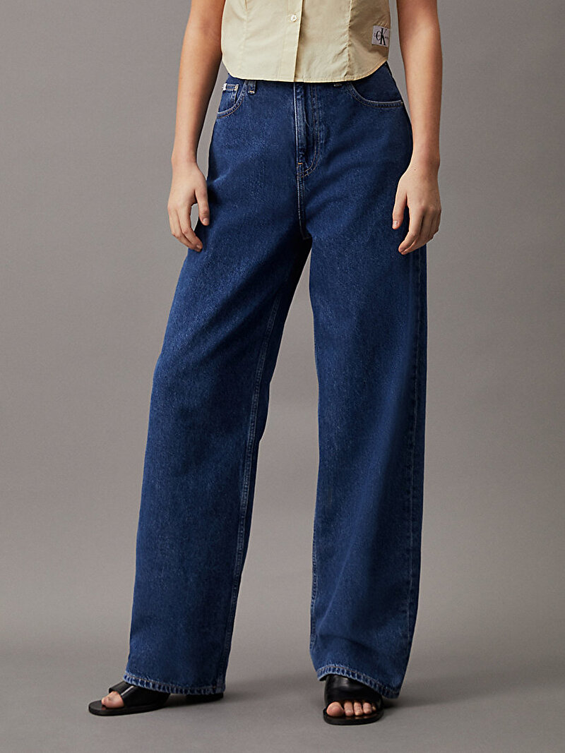 Calvin Klein Mavi Renkli Kadın Yüksek Bel Relaxed Jean Pantolon