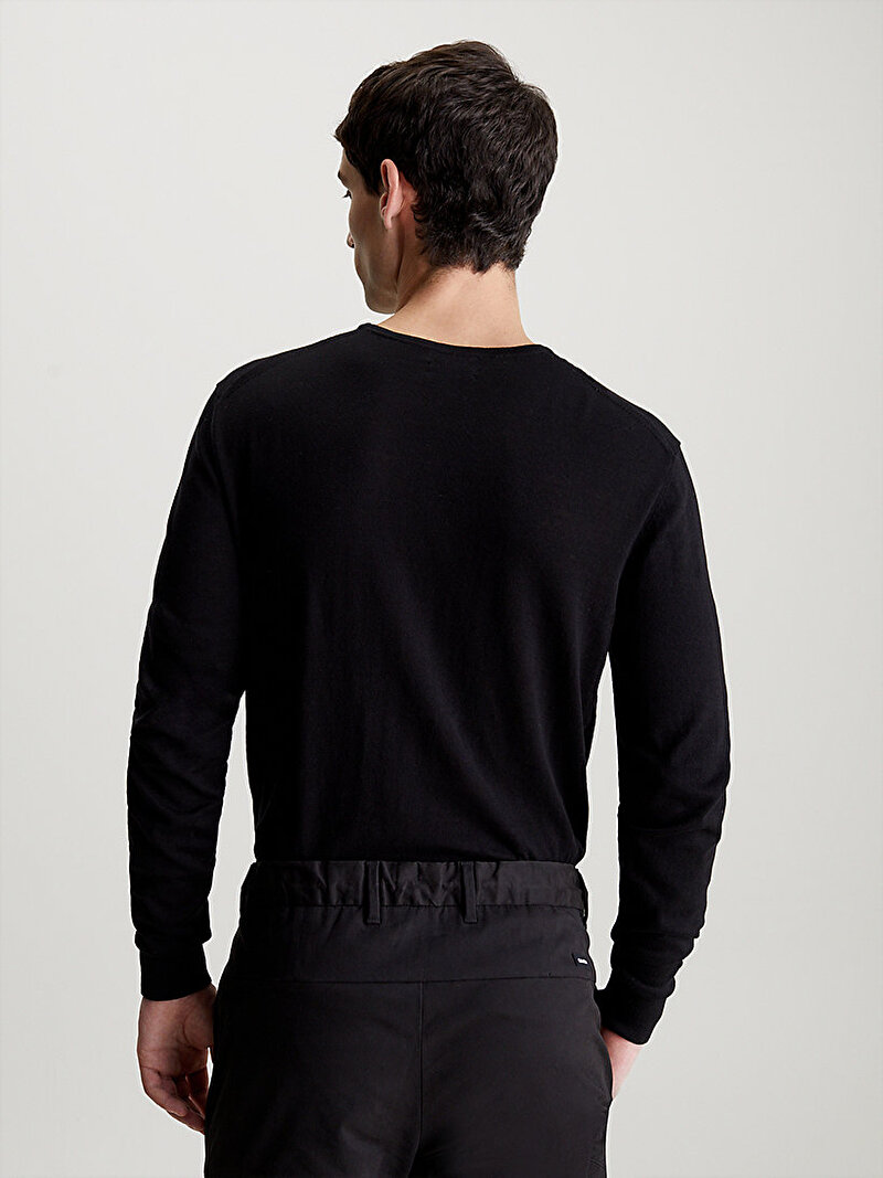 Calvin Klein Siyah Renkli Erkek Cotton Silk Kazak