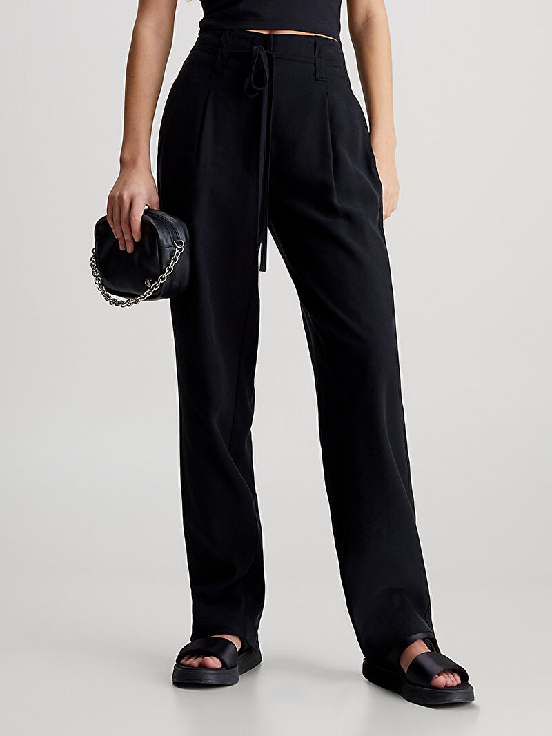 Calvin Klein Siyah Renkli Kadın Waist Ties Tapered Pantolon