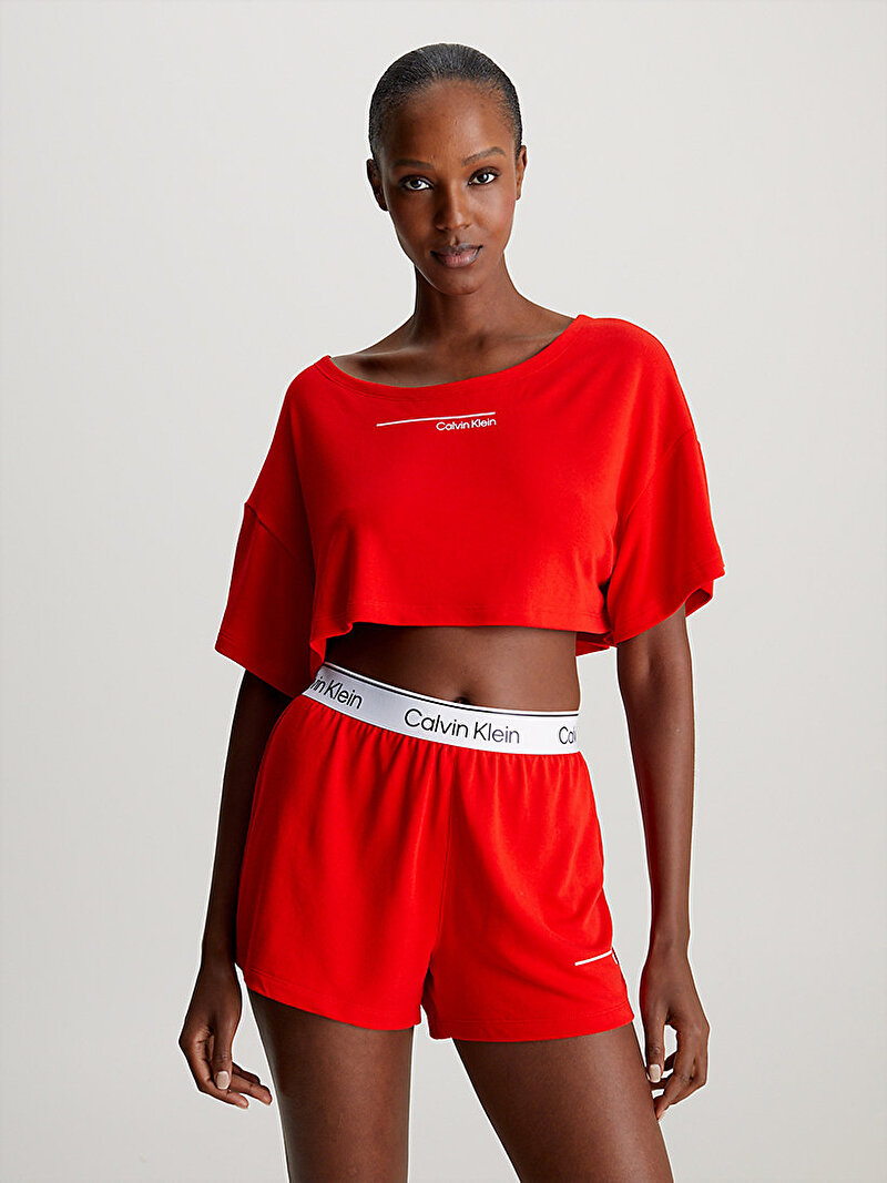 Calvin Klein Kırmızı Renkli Kadın Box Fit Crop Top