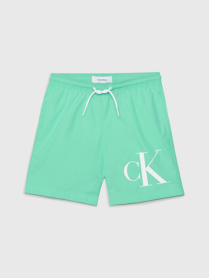 Calvin Klein Yeşil Renkli Erkek Çocuk Medium Drawstring Deniz Şortu