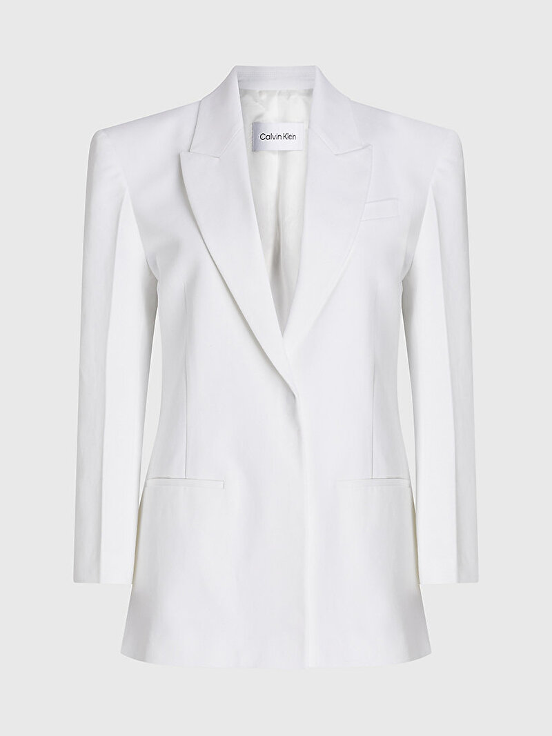 Calvin Klein Beyaz Renkli Kadın Cotton Twill Tailored Blazer Ceket