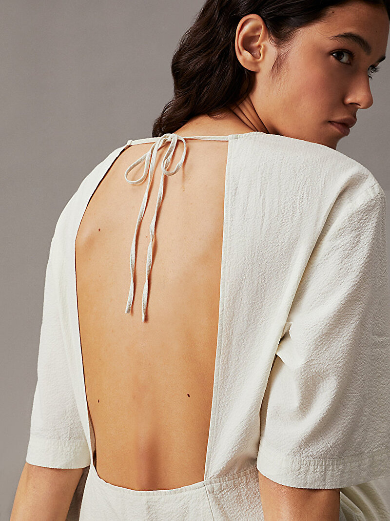 Calvin Klein Beyaz Renkli Kadın Back Detail Elbise