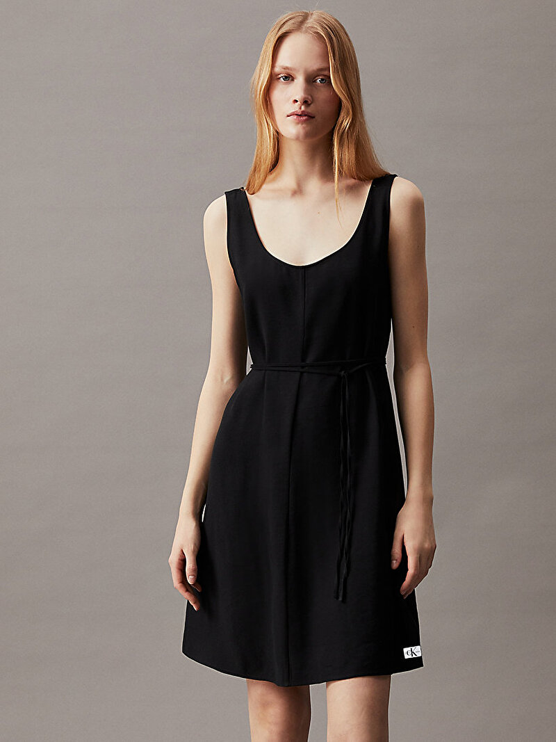 Calvin Klein Siyah Renkli Kadın Tie Waisted Elbise